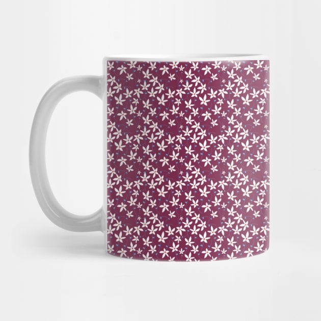 Maroon & White Floral Pattern by FloralPatterns